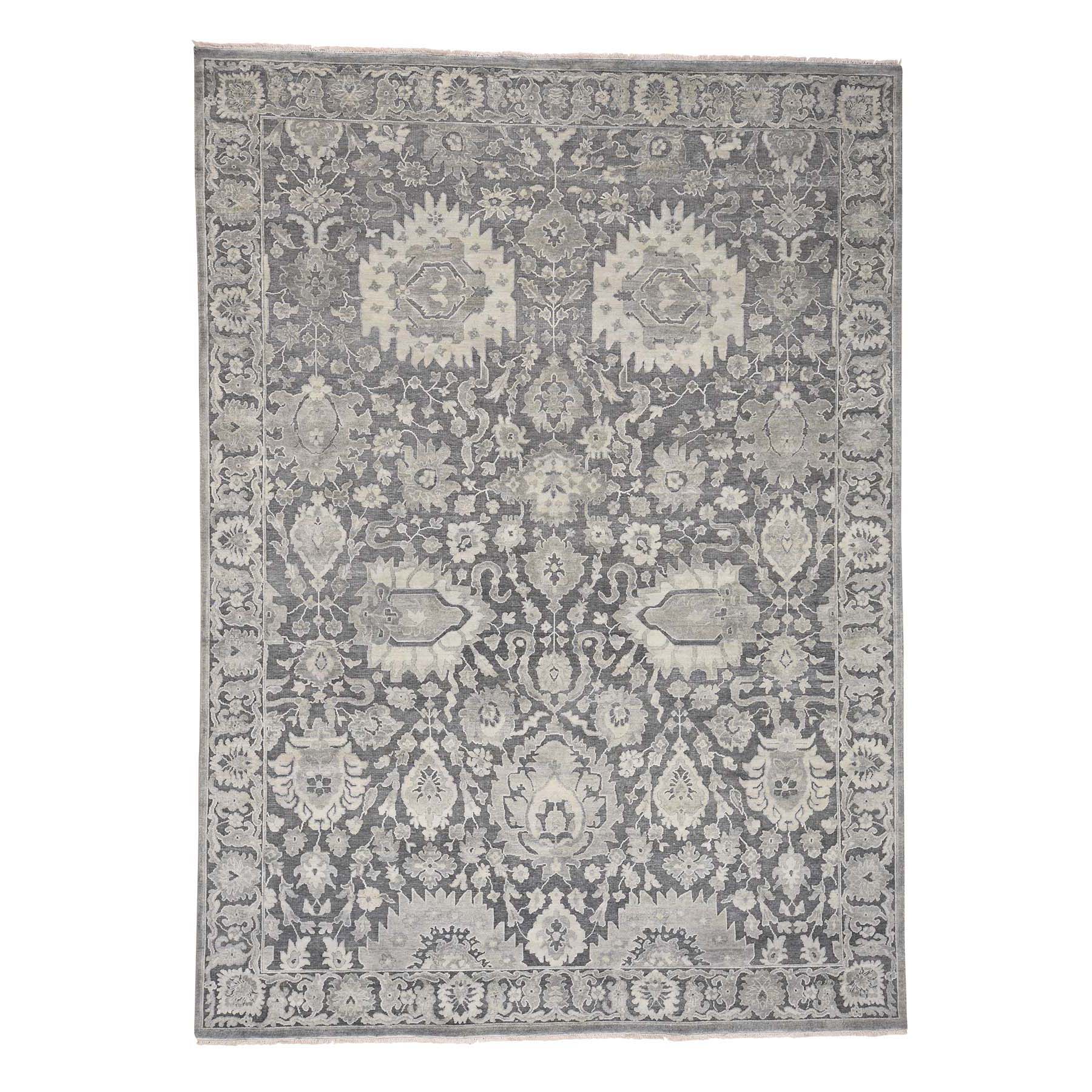 Transitional Silk Hand-Knotted Area Rug 9'0
